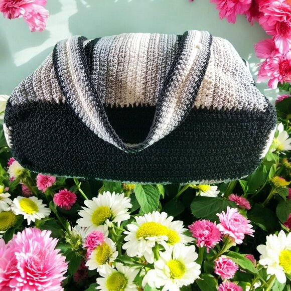 Stone Mountain Gray Striped Polyester Crossbody Purse Shoulder Bag 11392 - Picture 6 of 10